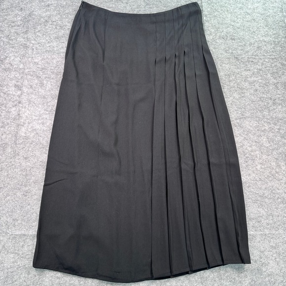 Nordstrom Open Edit Pleated Large Black‎ Pleated Slit Hem Midi Skirt - Picture 2 of 8